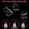 BlueZOO Duck Nail Tips, 500Pcs Clear C Curve False Nail Tips for Acrylic Nails, Gel X Half Cover Wide French Nails 10 Sizes, Y2K Nail Extension Professional Salon & Home DIY Nail Art for Women Girls