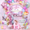 DUILE Unicorn Balloons Unicorn Birthday Party Decorations for Girls Foil Balloons Set Macaron and Rainbow Balloon Wedding Baby Shower Party Supplies (8)