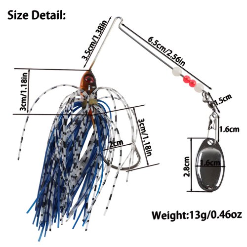 FREE FISHER 6 Pcs Fishing Lures Spinner Baits for Bass Fishing,Trout Salmon Hard Metal Spinnerbaits