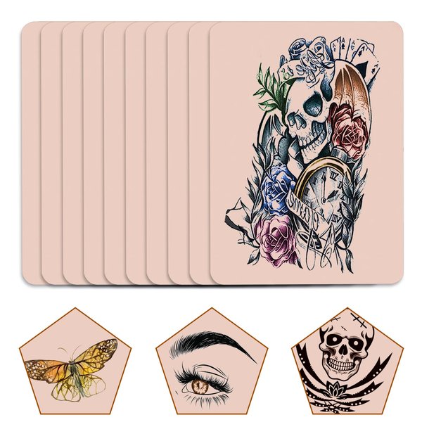10 PCS Tattoo Practice Skins, 5.7 "x7.6" Double Sided Tattoo Fake Skin, Tattoo and Microblading Eyebrow Practice Skins Tattoo Supplies for Beginners
