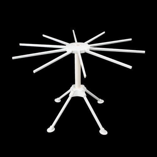 Ourokhome Collapsible Pasta Drying Rack, Plastic Foldable Homemade Fresh Spaghetti Stand Dryer Noodle Hanger for Kitchen with 10 Arms, Stable, Easy Storage, Quickly Set Up (White)