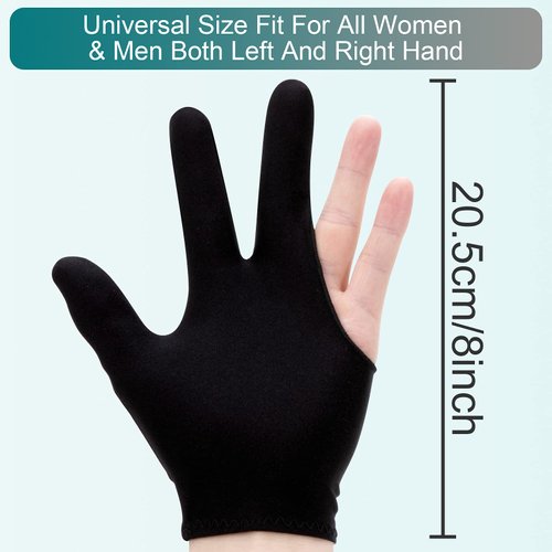 ONLYFU 22 Pieces Billiard Gloves Three Finger Cue Shooter Pool Gloves Sport Gloves for Women & Men Both Left and Right Hand (Black)