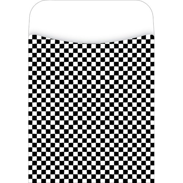 Barker Creek Library Pockets, Black Checks, Great for Holding Library, Index, and Flash Cards, Hall Passes, Recipes, and More!, 3-1/2" x 5-1/8", 30 per Pkg (1204)