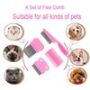 GNAWRISHING Flea Comb 4-Pieces-Pink with High Strength Teeth Durable Pet Tear Stain Remover Combs, Dog Cat Grooming Set Effective Float Hair Remover