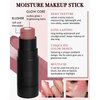 Cream Blush Stick for Cheeks-2Pcs Multi-Use Sandwich Makeup Blush Stick for Eyes Lips Face,Longlasting Tinted Solid Moisturizer Matte Blush, Natural Glow Blendable Smooth Blusher with Brush-03+05