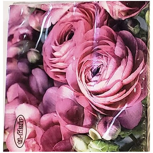 Ti-Flair 20 Count Pink Freesia and Persian Buttercup luncheon Napkins