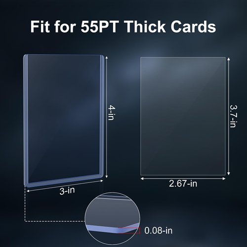 50 Count 55pt Card Sleeves Hard Plastic, 55pt Hard Card Sleeves with 50 Count 55pt Clear Soft Sleeves, 3"x4" Baseball Card Protectors Hard Plastic Perfect for 55pt Baseball Cards, Football Cards