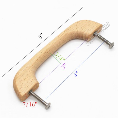 WEICHUAN 10PCS Wood Unfinished Drawer Knobs Pulls Handles - Kitchen Cabinets Furniture Dresser Wardrobe Cupboard Drawer Knobs Pulls Handles(Total Length: 5" Hole-to-Hole Distance: 4")