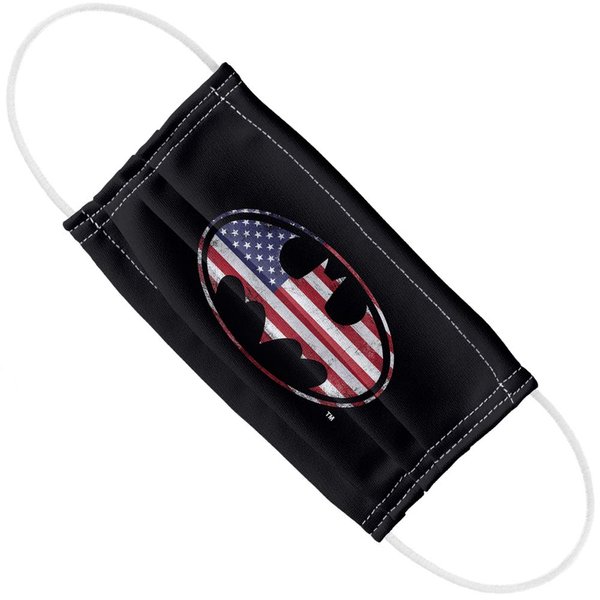 Popfunk Batman American Flag Bat Logo 1-Ply Reusable Face Mask Covering with Adjustable Nose Wire, Unisex