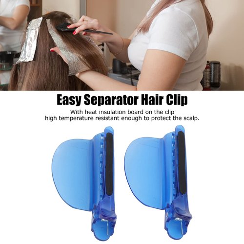 Hair Clips, 2PCS Sectioning Clips Heat Insulation Easy Speed Separator Clip Blue Salon Hair Styling Clips Hair Cutting Clips Hair Clips for Styling Sectioning Wig Extension Hair Highlighting