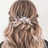 Bride Wedding Hair Comb Pearl Flower Hair Piece Rhinestone Bridal Hair Accessories for Women (Silver)