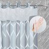 YIATN No Hook Grey Shower Curtain with Snap in Fabric Liner Set - Hotel Style with See Through Mesh Top Window, Modern Geometric Waterdrop Design,Water-Repellent & Washable, 71x74 INCH