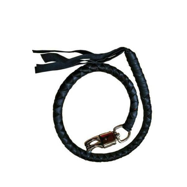 EXCELSIOR INT Pure Leather Get Back Old School Whip Handlebar Accessories For Motorcycle Rider-Black, 42 inches