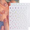 Star Nail Stickers, Holographic Star Nail Decals Heart Butterfly Shinning Stars Nail Designs Aurora Silver Nail Art Supplies for Women Girls(6 Sheets)