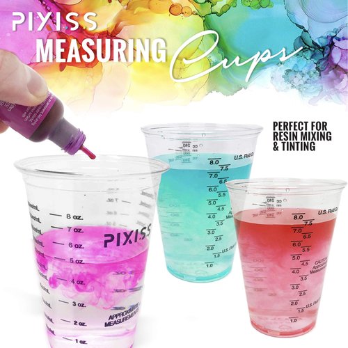Disposable Epoxy Resin Mixing Cups with Measurements (20-Pack) Pixiss Mixing Cups for Epoxy Resin, Epoxy Mixing Containers, Epoxy Cups For Epoxy Measuring Cups - 20 Resin Mixing Sticks