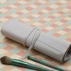 Bird&Fish Makeup Brush Holder Organizer Brushes Rolling Case Pouch Holder Cosmetic Bag for Travel Portable Brushes Rolling Bag Brush Storage Pouch Case PU Leather with Belt Strap (Gray)
