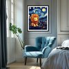 Cute Lion Acrylic Paints for Home Wall Decor, Starry Night Landscape Oil Painting Gift Acrylic Paint for Beginner, Animal DIY Painting by Numbers for Adults(16×20inch, No Frame)