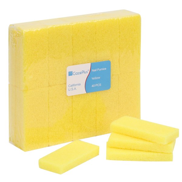 GazePlus Disposable Pumice Stone for Feet, Pedicure Foot Scrubber Pumice Pads, Foot Callus Remover, Dead Skin Remover, 40 Pcs, Yellow, Medium Coarse