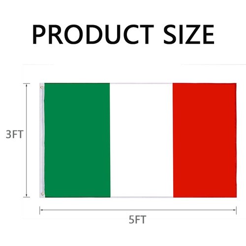 GSYLPFT Italian Flags for Outside 3x5 Italy Flag Outdoor Vivid Color Fade Resistant Double Stitched Italian flag with Brass Grommets