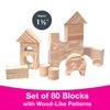 Edushape Wood-Like Soft Baby Blocks for Toddlers 1-3, 80 Pieces Regular Size - Edu-Blocks Soft Blocks Foam Blocks - Stacking Blocks Building Blocks for Daycares and Preschool