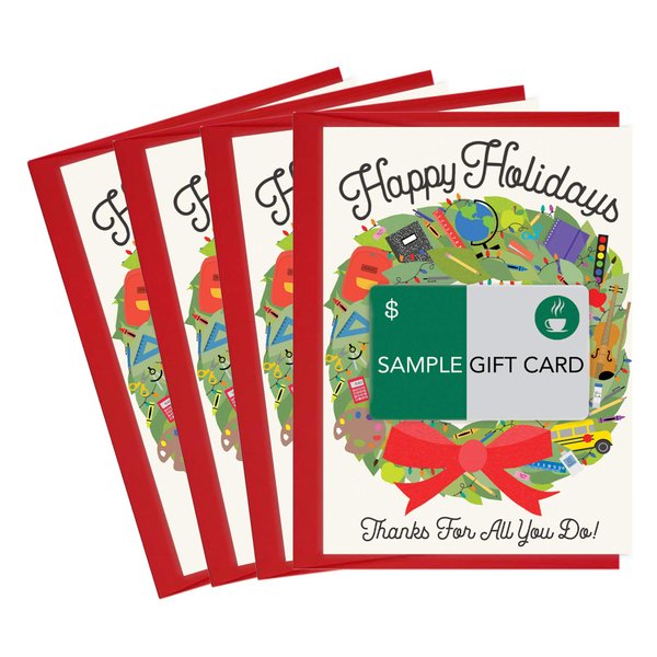 Tiny Expressions Christmas Gift Card Holders for Teachers and School Staff (4 Holiday Gift Card Holders)