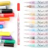 FSpronail 12 Colors Nail Art Pens Set Extra Fine 3D Nail Polish Pens Graffiti Nail Acrylic Paint Pens Drawing Painting Point Liner Pen for Halloween Christmas DIY Manicure Pens for Home & Salon