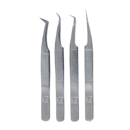M LASH V4 - Stainless Steel Precision Eyelash Tweezers - Professional Grade Lash Applicator Tool for Meticulous Eyelash Extensions (Silver)