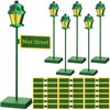 Colingmill 6 Pcs Street Sign Lamp Post Centerpiece Wooden Lamp Post with Street Sign Sticker Street Party Supplies for Toy Decor Friend Birthday Street Party Decoration (Green)