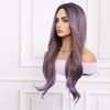 Smilco Synthetic Wigs for Women Ombre Light Purple Wig Long Wavy Curly Middle Part Wig Natural Looking Hair Wigs Synthetic Heat Resistant Fiber Wigs for Daily Party Cosplay (26 Inch)