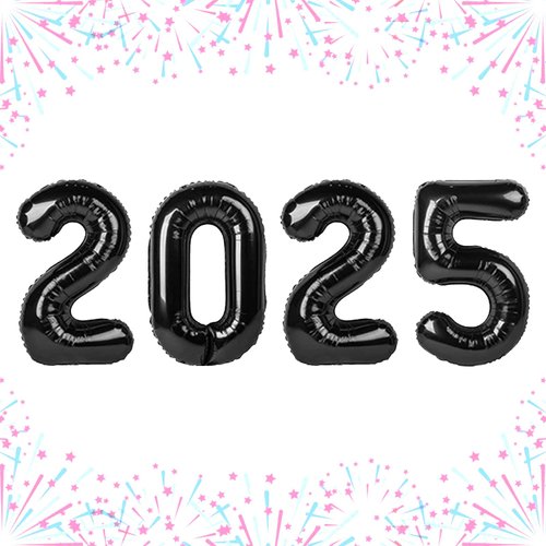 Black 2025 Balloons - 16 Inch, 2025 New Year Balloons for New Years Decorations,2025 Balloons Black for New Years Eve Party Decorations Supplies
