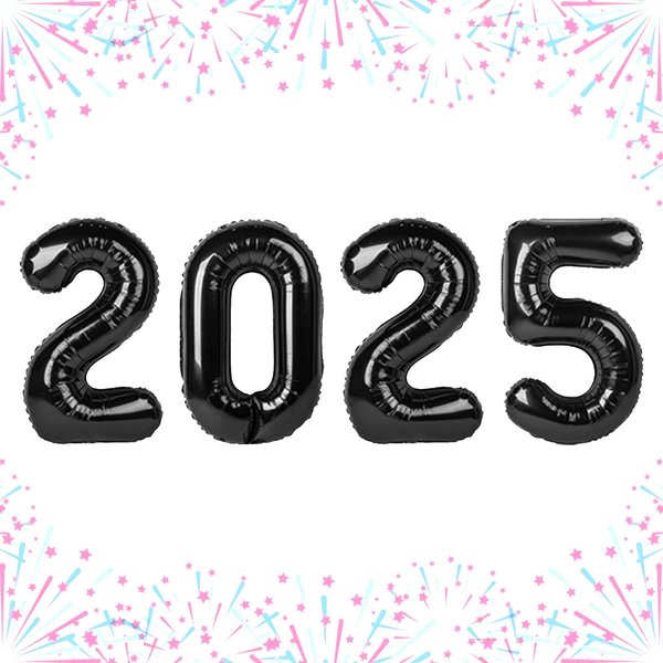 Black 2025 Balloons - 16 Inch, 2025 New Year Balloons for New Years Decorations,2025 Balloons Black for New Years Eve Party Decorations Supplies