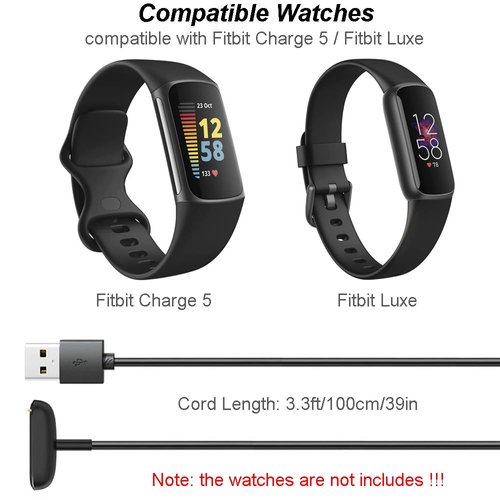 Emilydeals Charger for Fitbit Charge 5 & Fitbit Luxe Replacement USB Charging Cable Cord for Fitbit Charge 5 and Fitbit Luxe [1m/3.3ft]