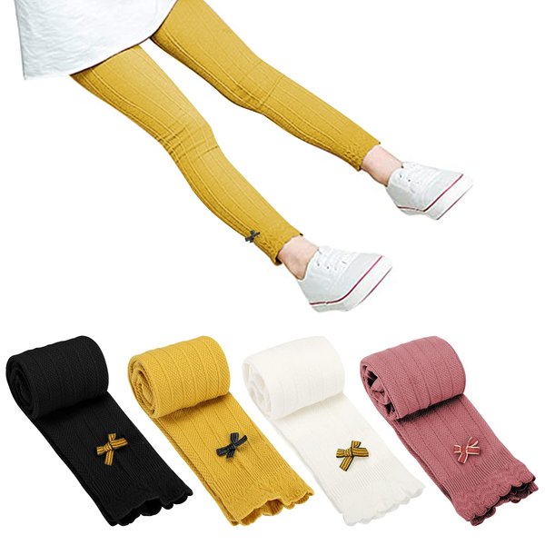 BOOPH 4 Pack Girls Legging Tight Flared Footless Knitted Pant 7-8 Years Multi1