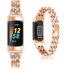Uzviyo Compatible for Fitbit Charge 5 Watch Band, Adjustable Bling Jewelry Metal Stainless Steel Strap Wristband Replacement for Fitbit Charge 5 with Removal Tool Women Men (Rose-Gold)