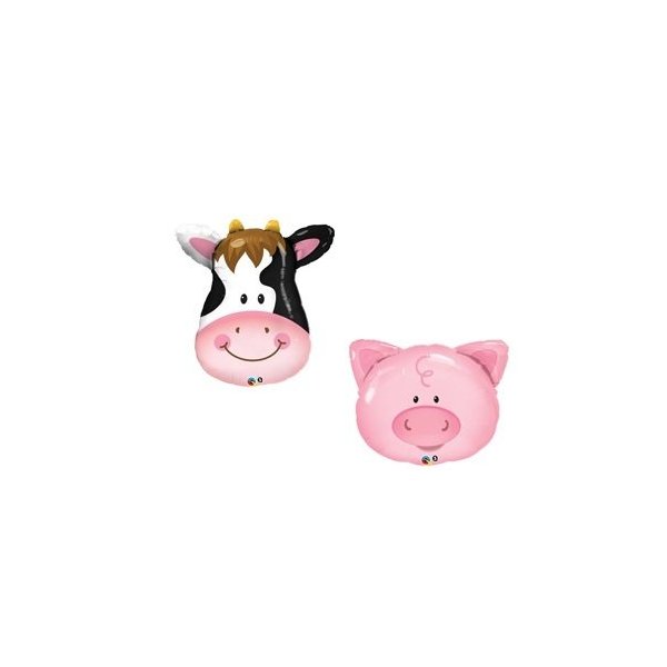 COW PIG Farm BARNYARD Barn Head Shaped Party ANIMALS Mylar Foil BALLOONS