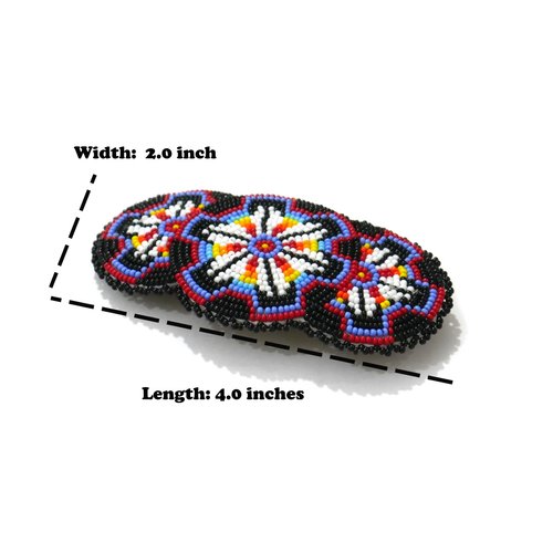 Beaded Hair Clips Native American Style Handmade Collection (Black)