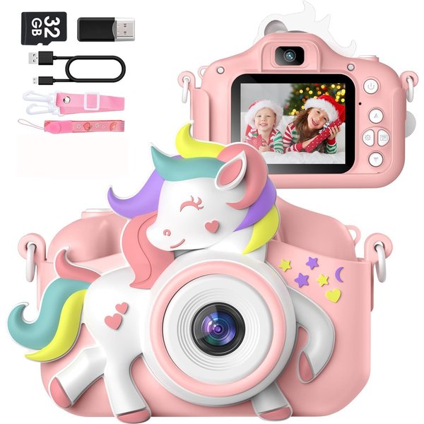Kids Camera for 3-8 Years Old Toddlers Childrens Boys Girls Selfie Camera 20.0 MP HD 1080P IPS Screen Dual Digital Toy Camera for Kids Christmas Birthday Gifts