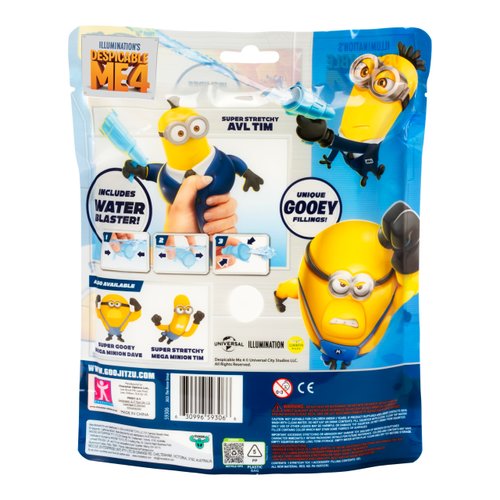 Minions Despicable Me 4 - Super Stretchy AVL Tim with Blaster Squirter Have Become Heroes of Goo JIT Zu Action Figure Toys | Unique Gel Filling | Stretch him up to 3 Times his Size