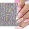 3Sheets 5D Jelly Crystal Flower Nail Stickers for Nail Art,Embossed Relief Nail Design Butterflies Flower Nail Decals Spring Summer Colorful Floral Petals Butterfly Nail Art Stickers Nail Accessories