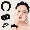 Meekest Spa Headband and Wristband Set for Women Girls, Skin Care Headband for Washing Face - Hair Clip Scrunchies Makeup Headbands Terry Cloth Sponge Puffy, Makeup Hair Accessories - Black