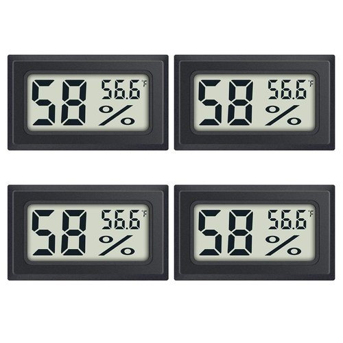 4 Pack Mini Digital Electronic Temperature Humidity, Meters Gauge Indoor Thermometer Hygrometer LCD Display Fahrenheit (?) for Reptile Tank Humidors Greenhouse Garden Cellar Jars Closet