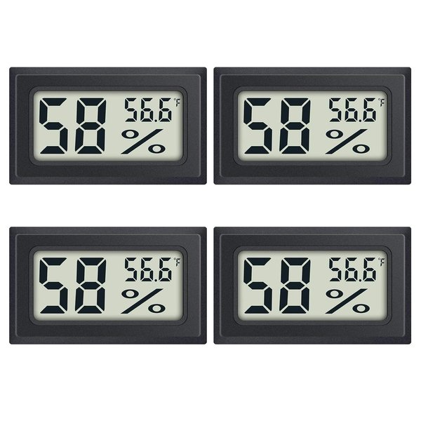 4 Pack Mini Digital Electronic Temperature Humidity, Meters Gauge Indoor Thermometer Hygrometer LCD Display Fahrenheit (?) for Reptile Tank Humidors Greenhouse Garden Cellar Jars Closet
