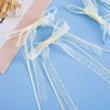 HINZIC 4PCS Lace Hair Bow Clips, Coquette Bow Barrettes with Long Ribbon Tail, Cute Bowknot Wedding Prom Party Bachelorette Party Bridal Shower Hair Accessories for Women Rapunzel