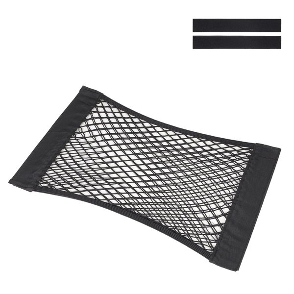 Universal Trunk Net with Velcro Stickers, Small Cargo Mesh Net Organizer, Elastic Car Storage Pocket for Camper, RV, SUV, Travel Trailer (35x50cm / 13.8x19.7in)