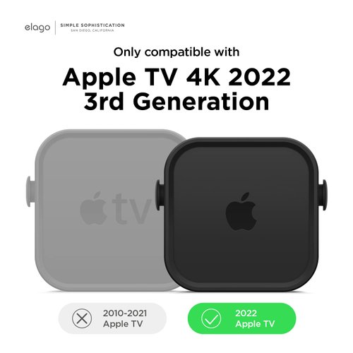 elago Apple TV Mount 4k 3rd Generation- 3 Mount Options (Magnet, Hang, Screw), Compatible with 2022 Apple TV 4K 3rd Generation/Fit Size, Prevents overheating