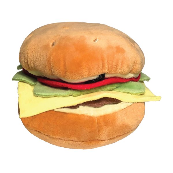 Huxley & Kent for Dogs | Hamburger (Small) | 4th of July Power Plush Dog Toy with Squeaker | Funny Dog Toy | Cute Dog Toy | H&K Squeaky Dog Toy