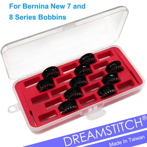 DREAMSTITCH Bobbin Case for Bernina New 7 and 8 Series Jumbo Bobbin Sewing Bobbin Storage Case and Saver Holds 23 Bobbins Box Organizer - Red