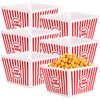 Bekith 6 Pack Plastic Open-Top Reusable Popcorn Boxes, Popcorn Containers Bucket Tub for Movie Night, 9" Square x 6" Tall