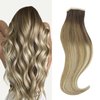 HOTBANANA Tape in Hair Extensions, 20 Inch Tape in Hair Extensions Human Hair 20pcs 50g Walnut Brown to Ash Brown and Bleach Blonde Balayage Tape Hair Extensions Straight Human Hair Tape in Extensions
