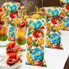 100 Hibiscus Luau Cello Bag Tiki Party Supply Aloha Luau Party Decorations, Hibiscus Goody Bags Candy Cellophane Bag Treat Bags for Hawaii Party Summer Table Setting